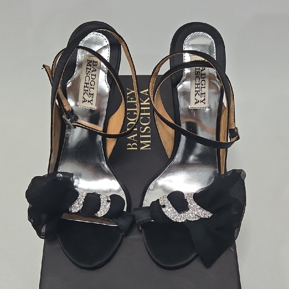 Badgley Mischka Black Heels with Rhinestone Detail